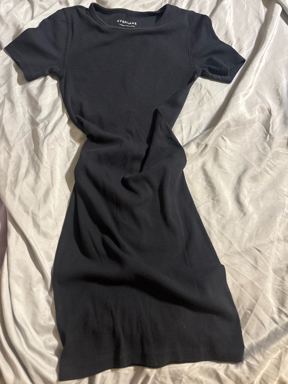 Everlane Black Short-Sleeve Ribbed Tank Dress